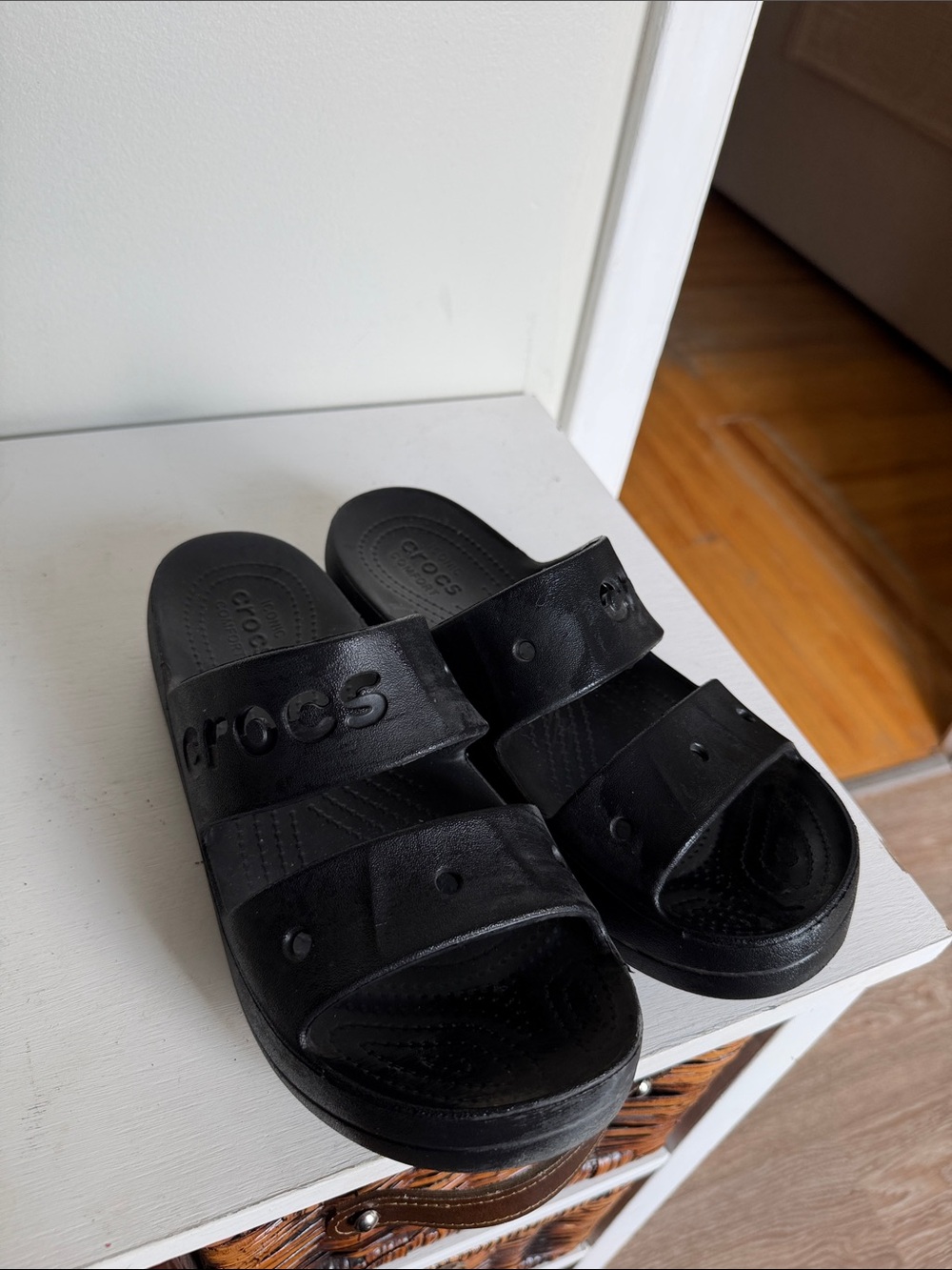 CROCS Black Double-Strap Slide Sandals
